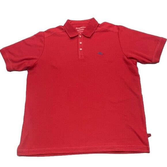 Men’s Tommy Bahama Large Island Zone Polo Shirt Mesh Supima Cotton Red - Picture 5 of 10